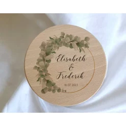 Sandzeremonie Glas mit Holzdeckel Hochzeitsbrauch Windlicht Design Eukalyptus links