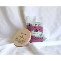 Sandzeremonie Glas mit Holzdeckel Hochzeitsbrauch Windlicht Design Eukalyptus unten