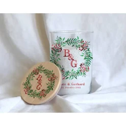 Sandzeremonie Glas mit Holzdeckel Hochzeitsbrauch Windlicht Design Christmas Wreath