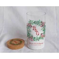 Sandzeremonie Glas mit Holzdeckel Hochzeitsbrauch Windlicht Design Christmas Wreath