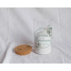Sandzeremonie Glas mit Holzdeckel Hochzeitsbrauch Windlicht Design Salbei rund