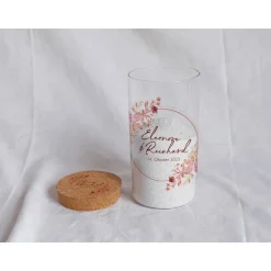 Sandzeremonie Glas mit Holzdeckel Hochzeitsbrauch Windlicht Design Rosarot