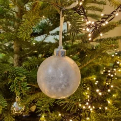 Satinierte Weihnachtskugel befüllt mit Girlande und Glitter auf der Innenseite, B-WARE!!!