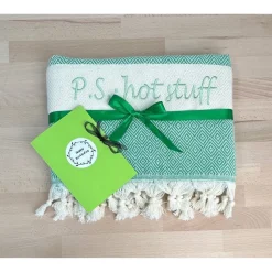 Saunatuch mit Namen aus Baumwolle, 100x180 bestickt Geschenk Geburtstag JGA Abitur Abschluss Geschenk Muttertagsgeschenk