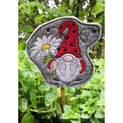 S-BST001-03 Blumenstecker aus Filz bestickt - Marienkäfergnome - Handmade