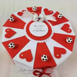 Schachteltorte FUSSBALL ROT-WEISS Geldgeschenk Torte Hochzeit Geschenkidee