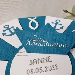 Schachteltorte Geldgeschenk Torte Taufe Kommunion Konfirmation in PETROL-WEISS