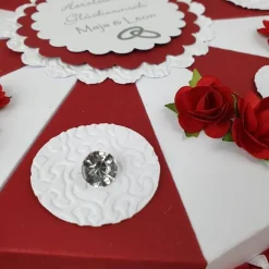 Schachteltorte RUBINHOCHZEIT oder DIAMANTENE HOCHZEIT in weiß-bordeaux Torte Geldgeschenk Hochzeit