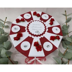 Schachteltorte RUBINHOCHZEIT oder DIAMANTENE HOCHZEIT in weiß-bordeaux Torte Geldgeschenk Hochzeit