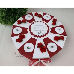 Schachteltorte RUBINHOCHZEIT oder DIAMANTENE HOCHZEIT in weiß-bordeaux Torte Geldgeschenk Hochzeit