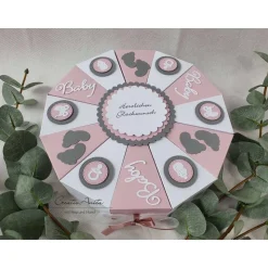 Schachteltorte Torte BABY Altrosa-Grau-Weiß Lieferzeit: Taufe Geburt