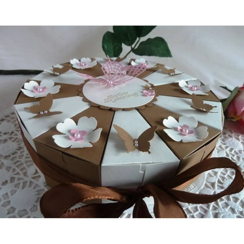 Schachteltorte/Geburtstagstorte in creme/braun 23 cm Ø