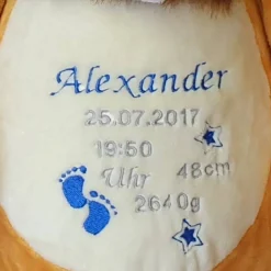 Schaf - Kuscheltier individuell bestickt zur Geburt, Taufe, Geburtstag oder weiteren Anlässe