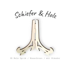 Schiefer und Holz / personalisierbare Schieferplatte mit Gravur und Holzdekor / 3D / Geschenk für Ehefrau, Tochter