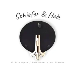 Schiefer und Holz / personalisierbare Schieferplatte mit Gravur und Holzdekor / Geschenk für beste Freundin