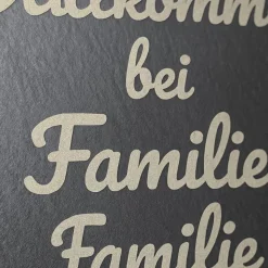 Schiefer Willkommensschild 30×11 cm – personalisiert mit Familienname – Türschild mit Juteschnur – Geschenk zum Einzug