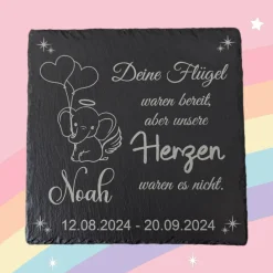 Schieferplatte, Gedenkstein für Sternenkinder, Grabschmuck personalisiert, Gedenktafel, ab 20cm