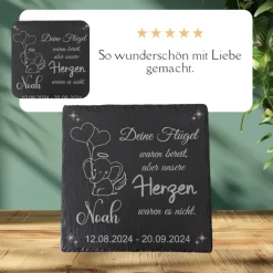 Schieferplatte, Gedenkstein für Sternenkinder, Grabschmuck personalisiert, Gedenktafel, ab 20cm