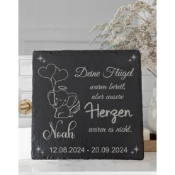 Schieferplatte, Gedenkstein für Sternenkinder, Grabschmuck personalisiert, Gedenktafel, ab 20cm