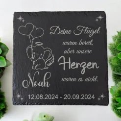 Schieferplatte, Gedenkstein für Sternenkinder, Grabschmuck personalisiert, Gedenktafel, ab 20cm