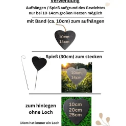 Schieferplatte Herz, Grabschmuck personalisiert, Gedenktafel, Bärchen mit Mond und Sterne