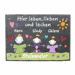 Schieferschild Namensschild Haustür personalisiert – Familienschild mit Name, handgefertigt, wetterfest, Geschenk persönlich & individuell