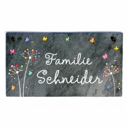 Schiefertürschild Familie personalisiert – Handgemachtes Namensschild als Geschenk zur Hochzeit, Einzug & Geburtstag
