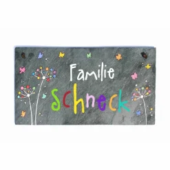 Schiefertürschild Familie personalisiert – Handgemachtes Namensschild als Geschenk zur Hochzeit, Einzug & Geburtstag