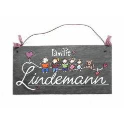 Schiefertürschild Familie personalisiert – Einzigartiges Geschenk für Hochzeit, Einzug & Hausbau