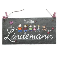 Schiefertürschild Familie personalisiert – Einzigartiges Geschenk für Hochzeit, Einzug & Hausbau