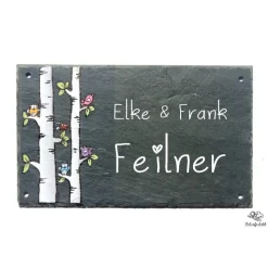 Schiefertürschild personalisiert – Elegantes Namensschild für Paare & Familien, Haustürschild handgemacht wetterfest