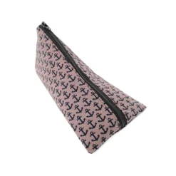 Schlampermäppchen braun mit Anker, Federmäppchen dreieckig