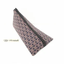 Schlampermäppchen braun mit Anker, Federmäppchen dreieckig