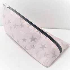 Schlampermäppchen, Federmäppchen rosa mit Sterne, dreieckig