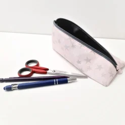 Schlampermäppchen, Federmäppchen rosa mit Sterne, dreieckig