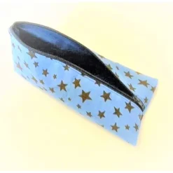 Schlampermäppchen, Federmäppchen blau mit Sterne, dreieckig