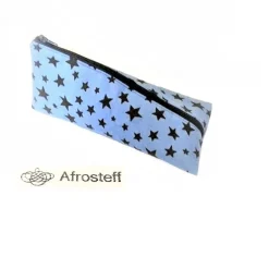 Schlampermäppchen, Federmäppchen blau mit Sterne, dreieckig