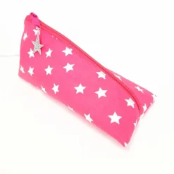 Schlampermäppchen, Federmäppchen pink mit Sterne, dreieckig
