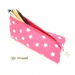 Schlampermäppchen, Federmäppchen pink mit Sterne, dreieckig