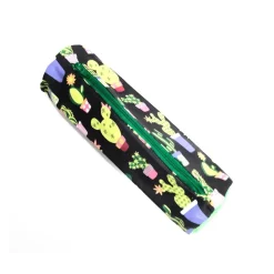 Schlampermäppchen, Federmäppchen schwarz/grün mit Kaktus Motiv