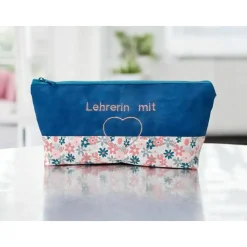 Schlampermäppchen "Lehrerin mit Herz", Federmäppchen, Stifte Mäppchen