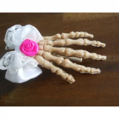 Schleife Rose  Skeletthand Haarklammer gothic