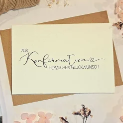 Schlichte Konfirmationskarte A6 – Minimalistische Glückwunschkarte mit Umschlag | Stilvolle Karte zur Konfirmation