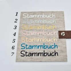 Schlichtes, elegantes Stammbuch Standardformat personalisiert mit Verschluss – Handgefertigt aus Rohleinen