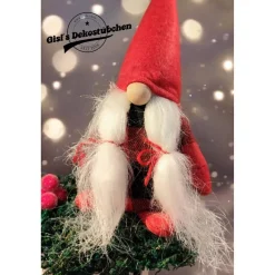 Schlitten Wichtel Advent Weihnachten Winter Holz rot Beeren