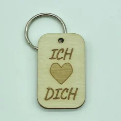 Schlüsselanhänger aus Holz Ich liebe Dich - Geschenk zum Valentinstag, Hochzeitstag, Jahrestag