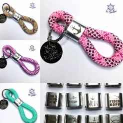 Schlüsselanhänger aus Tau versilberter Slider - mehrere Farben