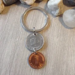 Schlüsselanhänger mit Glückspfennig zum 50. Geburtstag / 1976