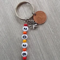 Schlüsselanhänger mit Kleeblatt und Glückspfennig – Glücksbringer Geschenk zum Jahreswe