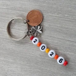 Schlüsselanhänger mit Kleeblatt und Glückspfennig – Glücksbringer Geschenk zum Jahreswe